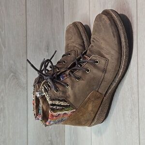 Aetrex Women Jolie Ankle Leather Wedge Boots shoes sz 38/7.5-8